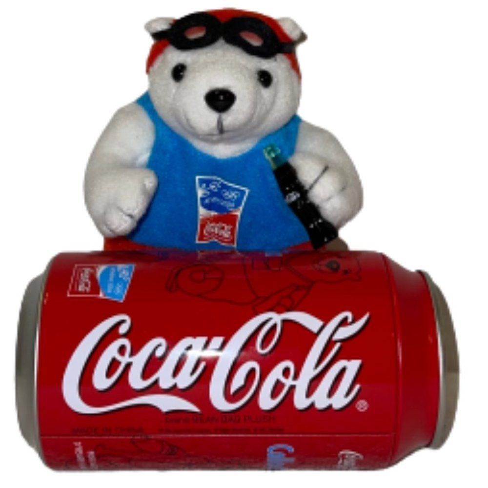 🆕Vintage Coca Cola Plush Polar Bear 2004 Athens Ski